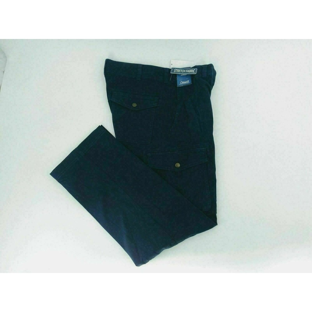 ROUNDTREE &YORKE CLASSIC FIT CARGO PANTS MENS SIZE 32X32 NAVY COLOR ZIP FLY NWT